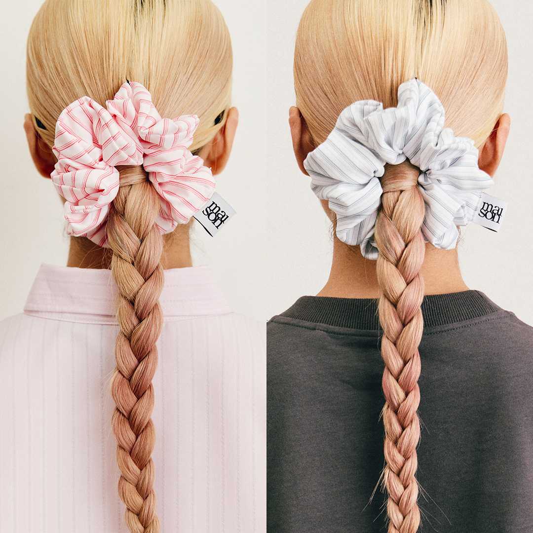 maison KEEPS | Dual Logo Scrunchie | ยางมัดผมลายทาง
