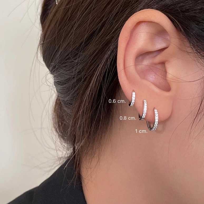 [พร้อมส่ง] ⛓️💎〰️ ต่างหูห่วงประดับคริสตัล มีด้วยกัน 3 ขนาด | QE020