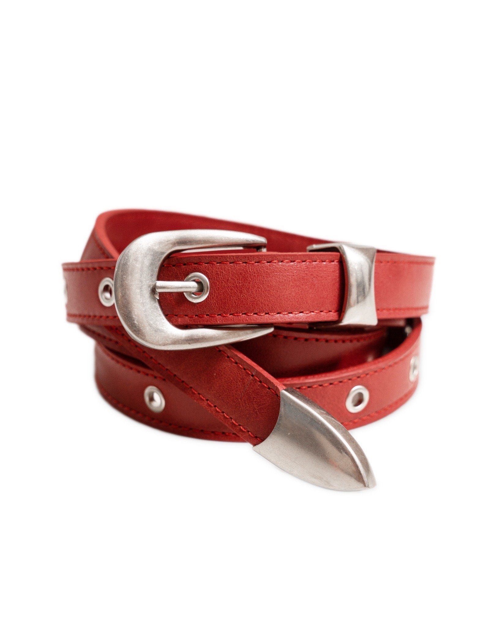 MAHU NARROW LEATHER BELT (Red)