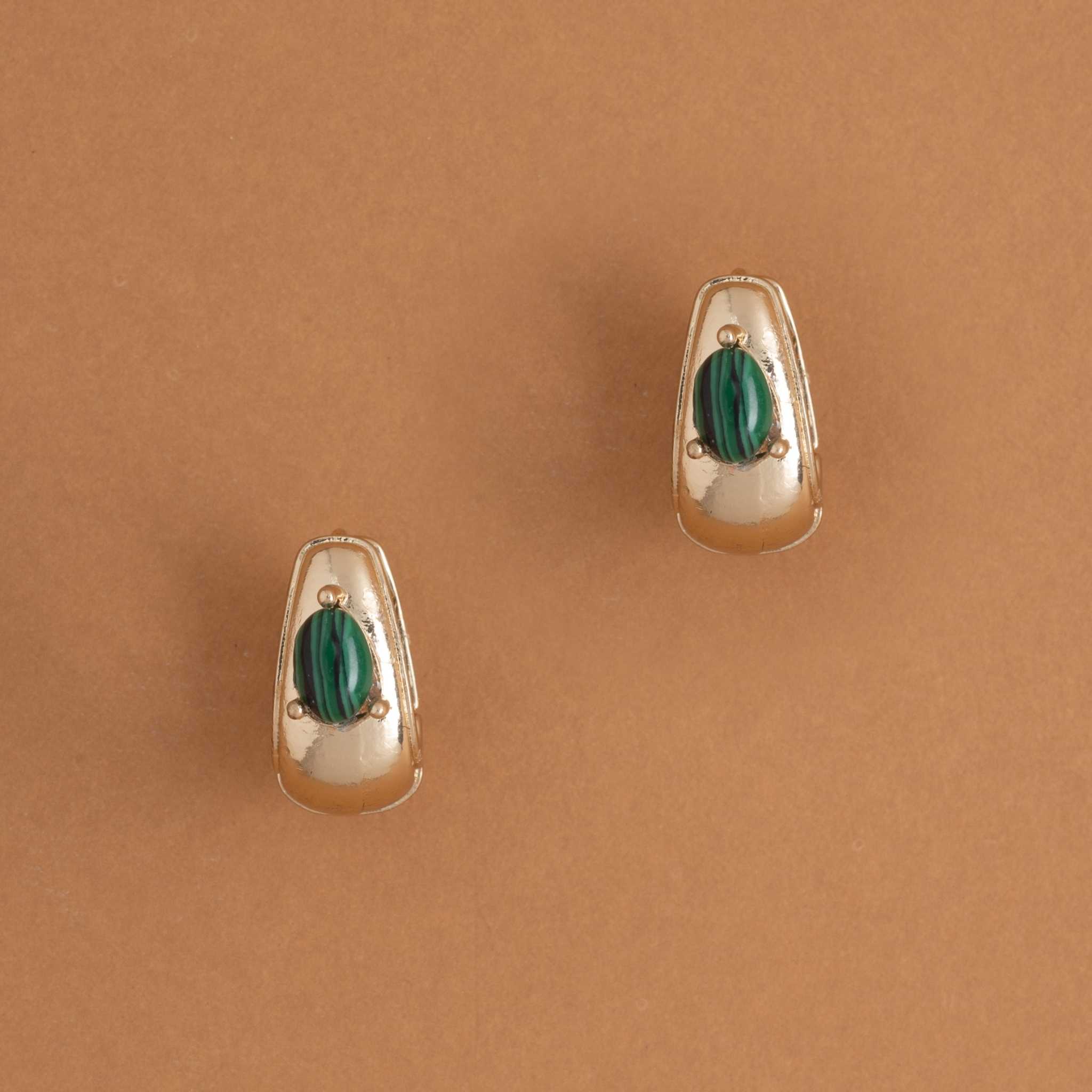 MALACHITE HUGGIE EARRINGS