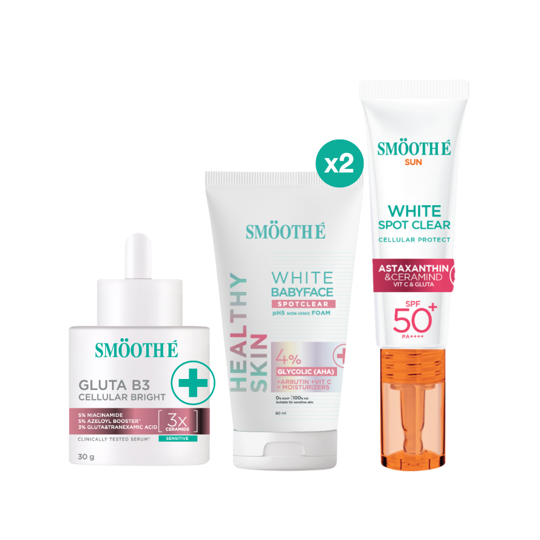 (รับ 1 สิทธิ์ร่วมกิจกรรม) เซ็ตผิวไบรท์ หน้าอิ่มฟู Smooth E Dewy Bright Glow Set