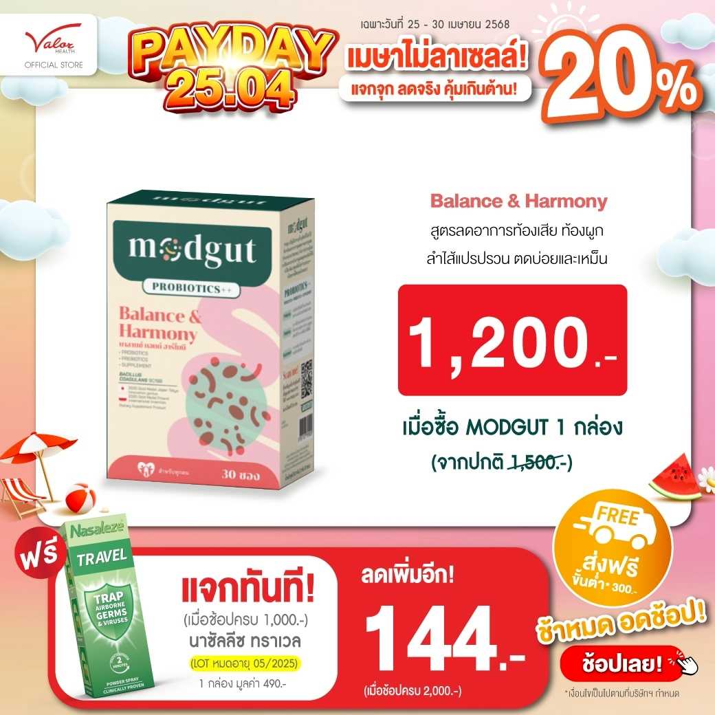 Modgut probiotics ++ สูตร Balance & Harmony ตัวช่วยลดอาการ ท้องผูก ลำไส้แปรปรวน