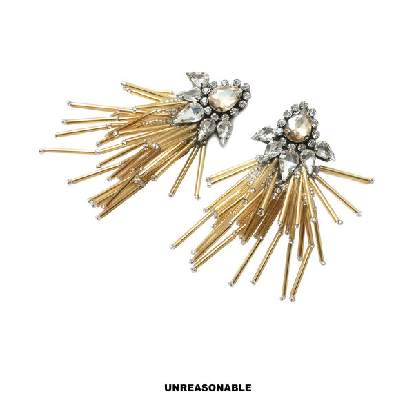ต่างหูคริสตัลระย้า สีทอง UA0424-02 Unreasonable Accessories