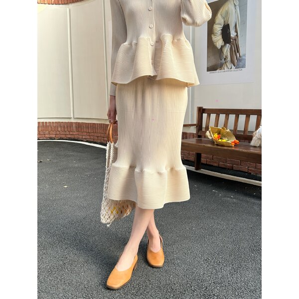 ยาว 29นิ้ว 2MUAY รุ่น GJO10912 กระโปรงอัดพลีท THICK RIPPLE PLEATED SKIRT 12 สี FREE SIZE