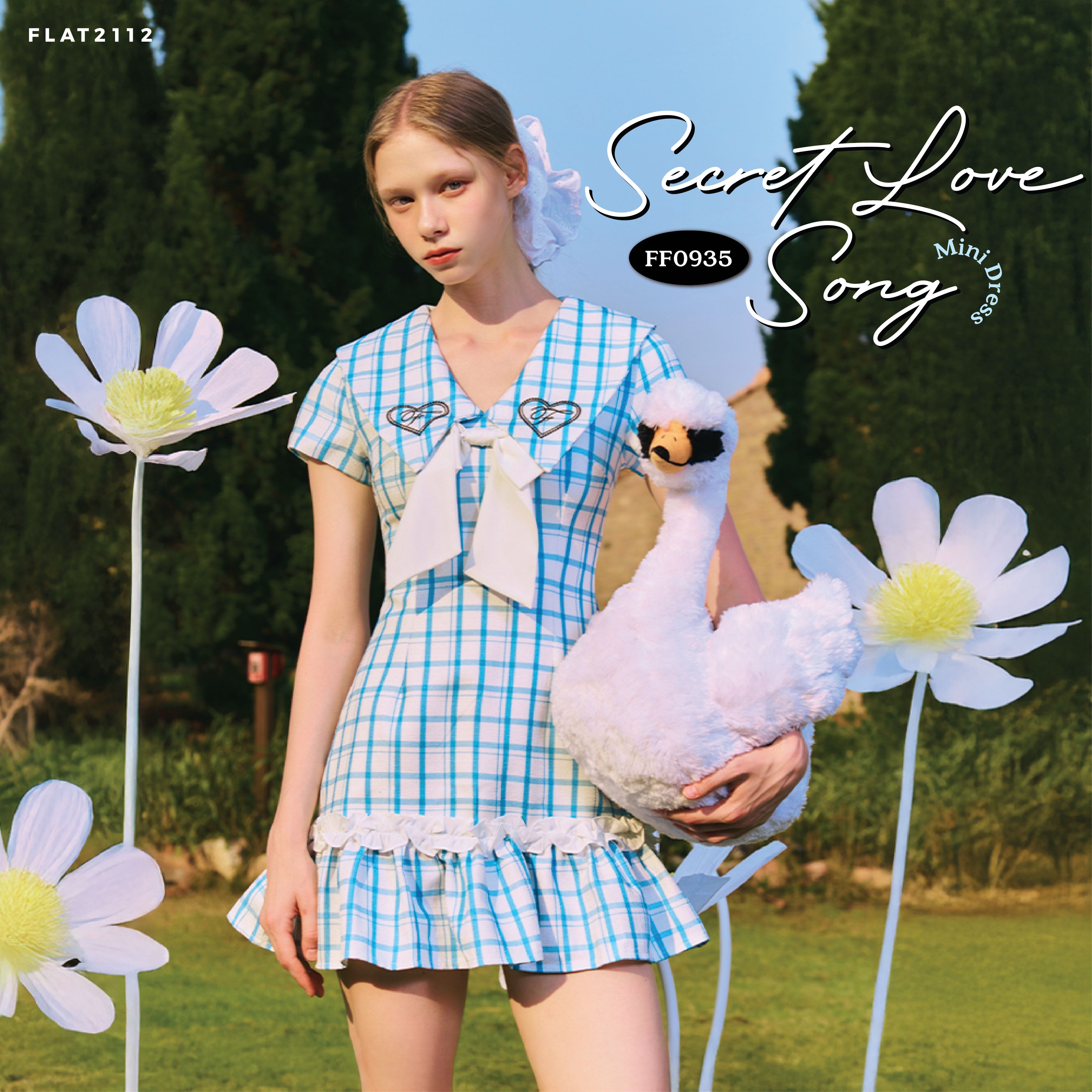 FLAT2112 FF0935 : SECRET LOVE SONG MINI DRESS เดรสสั้น เดรสลายตาราง แฟชั่นผู้หญิง ชุดออกงาน