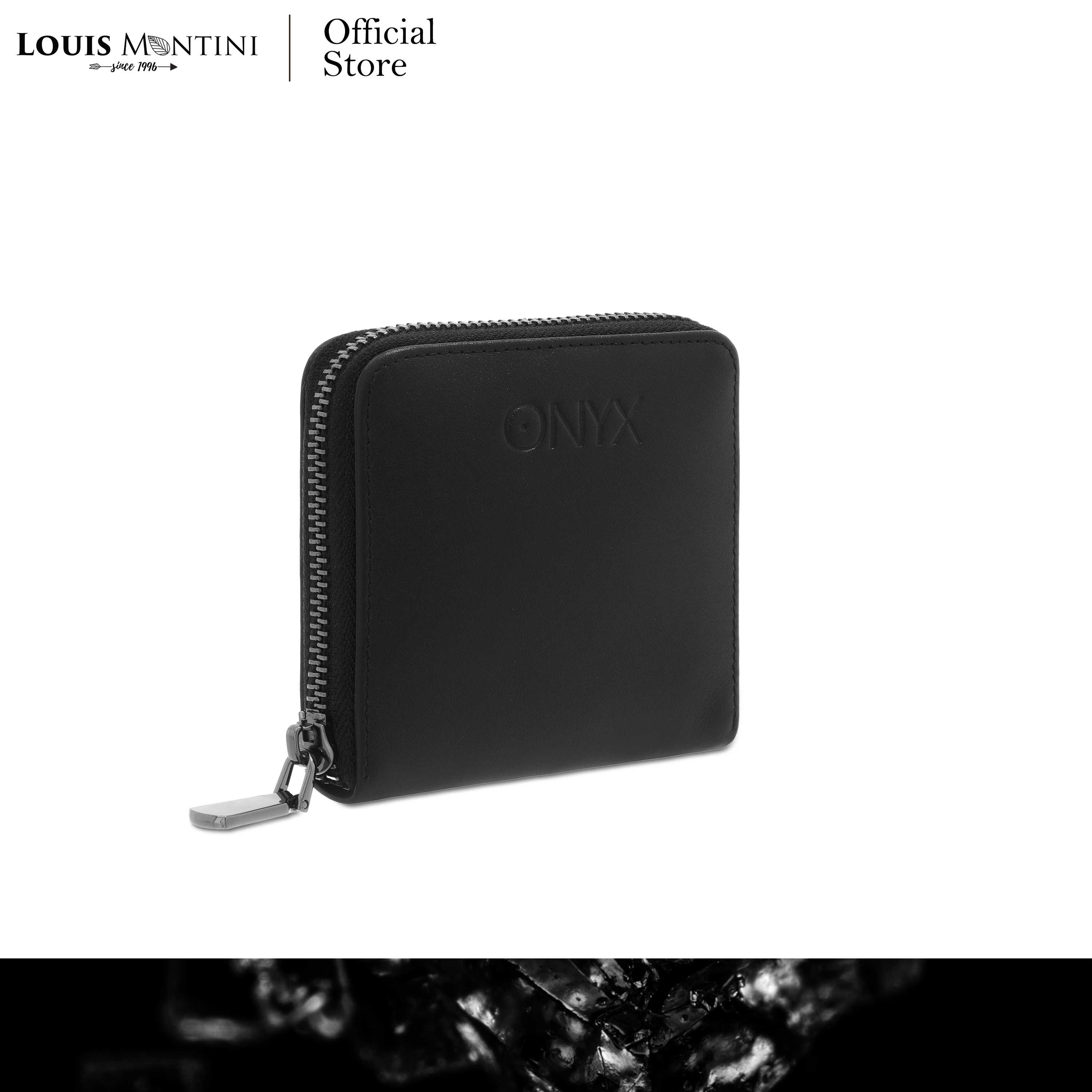 Louis Montini (ONYX) กระเป๋าใส่เหรียญ PU สำหรับคล้องกระเป๋าทรงสี่เหลี่ยม ONX14