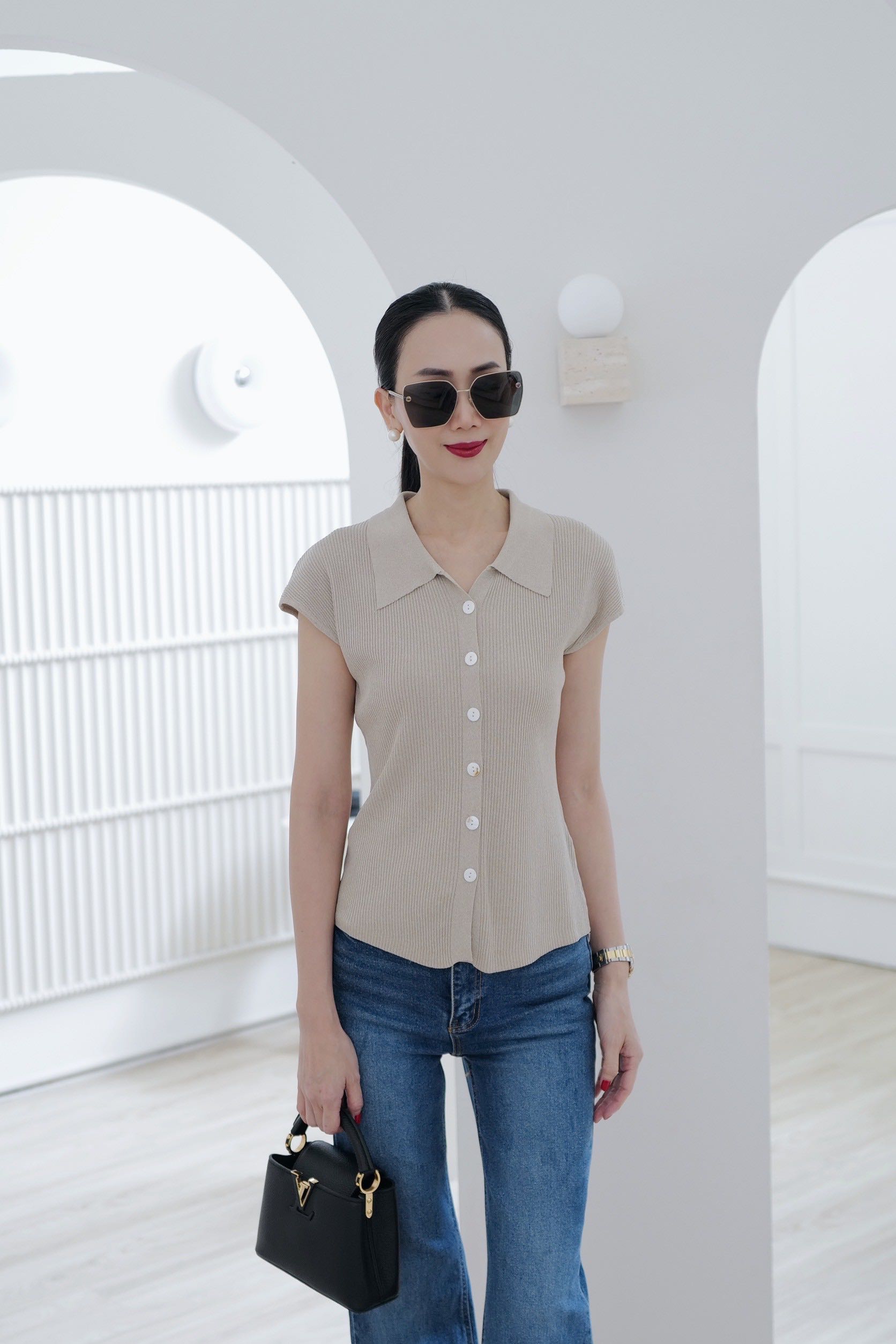 📌พร้อมส่ง…Kakhi Knit Top ตอปก สีกากิ🇰🇷