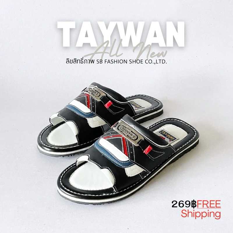 รองเท้าหนังผู้ชาย พื้นบาง  สไตล์ ป้าย Taywan หนังเทียม สีดำ