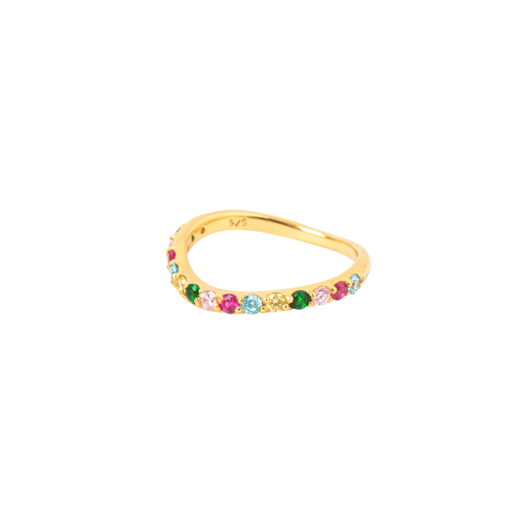 Eternity Wave Ring - Gold/Rainbow CZ