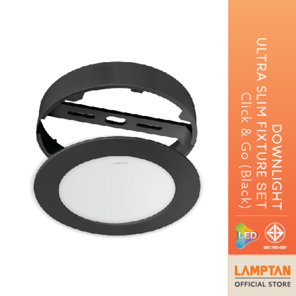 LAMPTAN โคมไฟติดลอย LED DOWNLIGHT ULTRASLIM FIXTURE SET CLICK & GO ติดลอยได้ทันที ไม่ต้องเจาะฝ้า