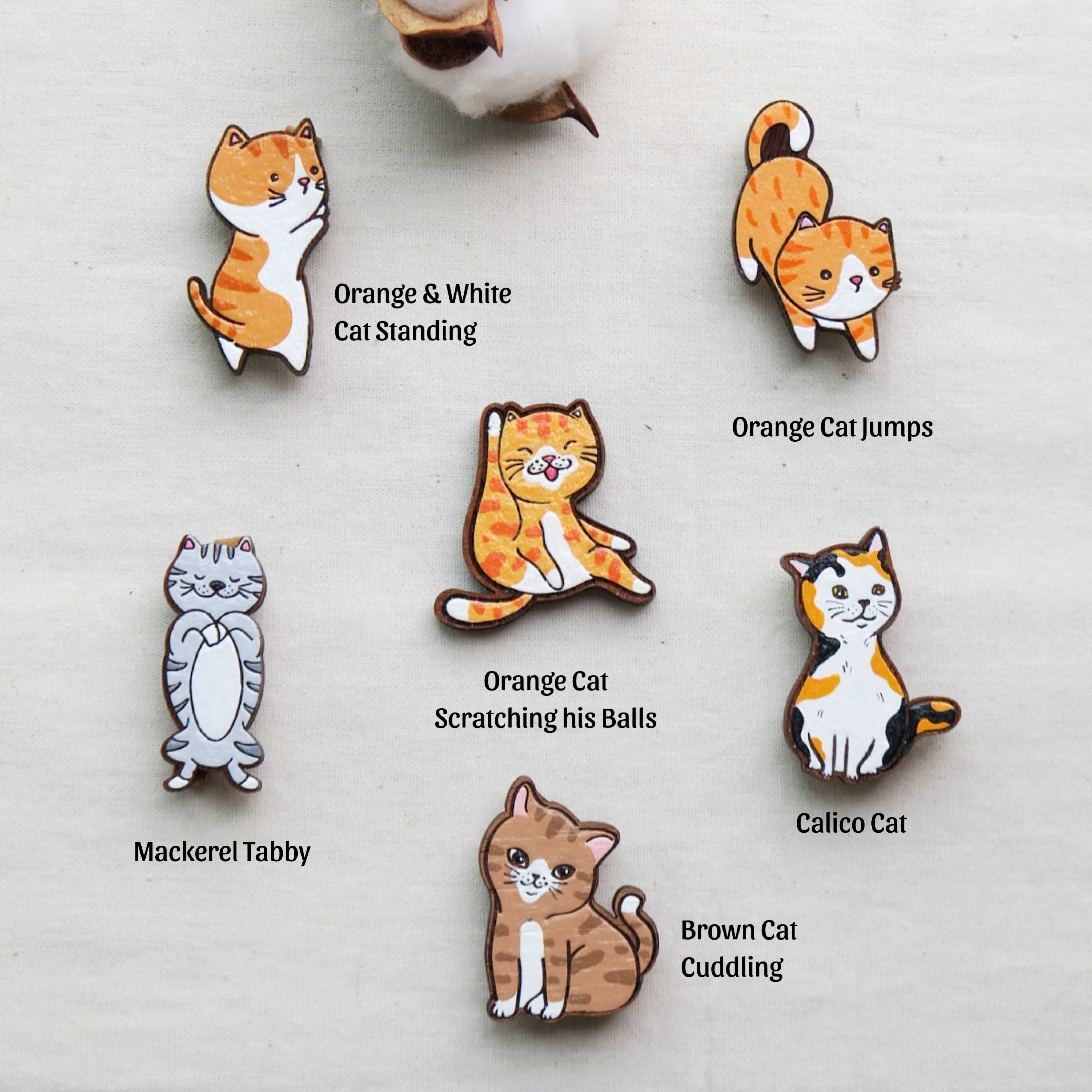 Wooden brooch Cats collection 02