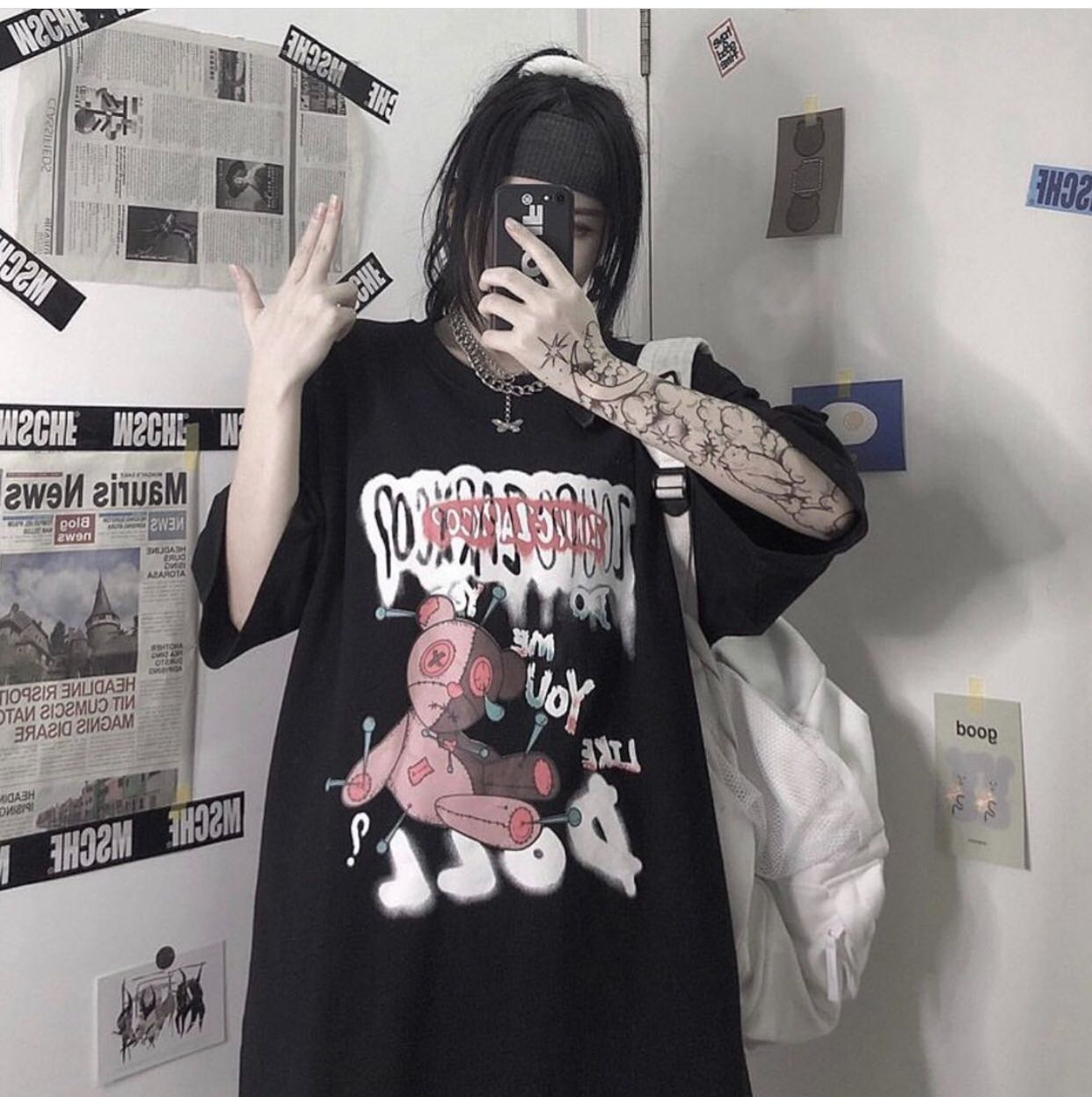 พร้อมส่ง🖤[K2]เสื้อสกินกราฟฟิค