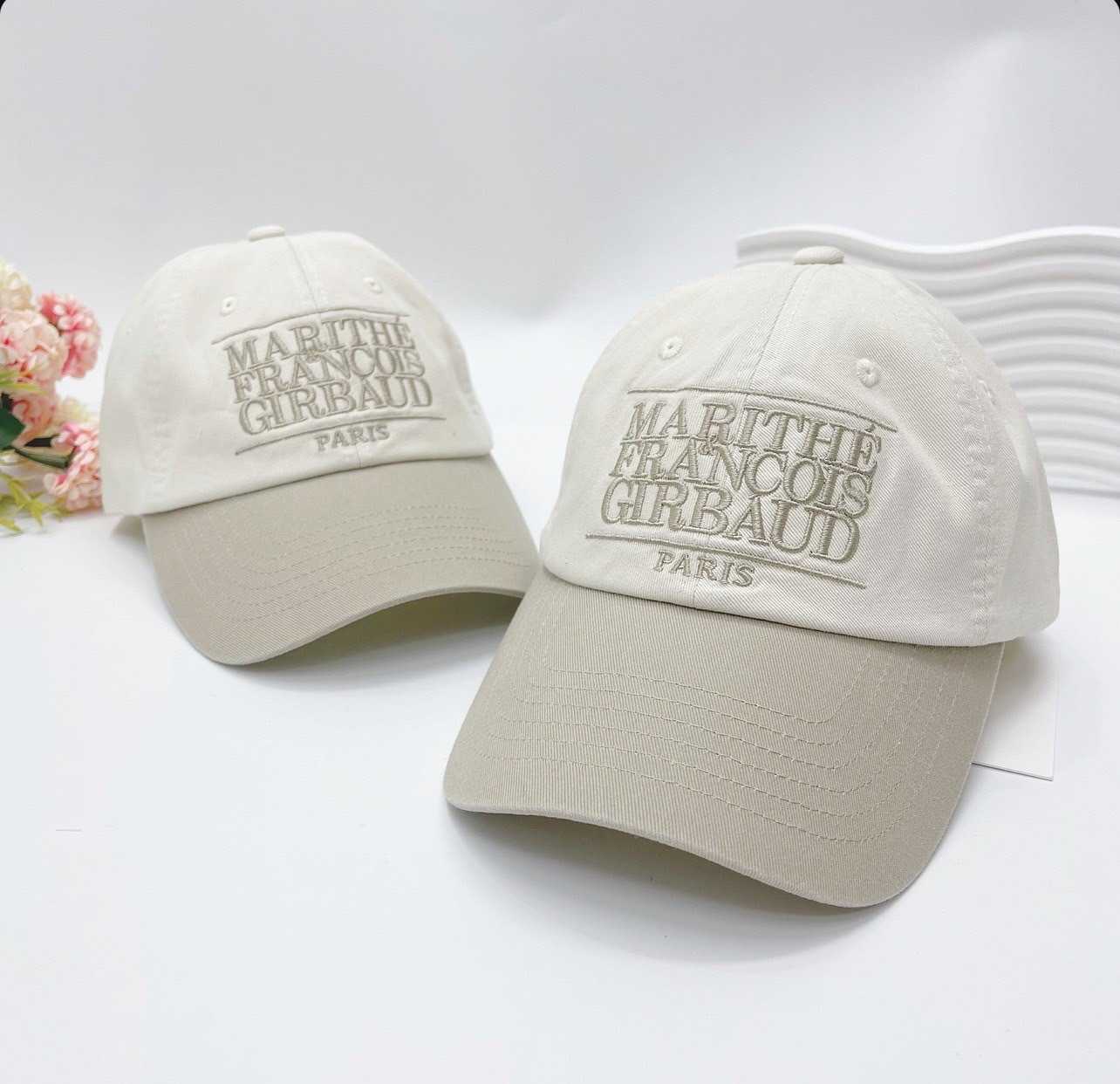 Marithe Classic Logo Color Block Cap (Beige/Brown)