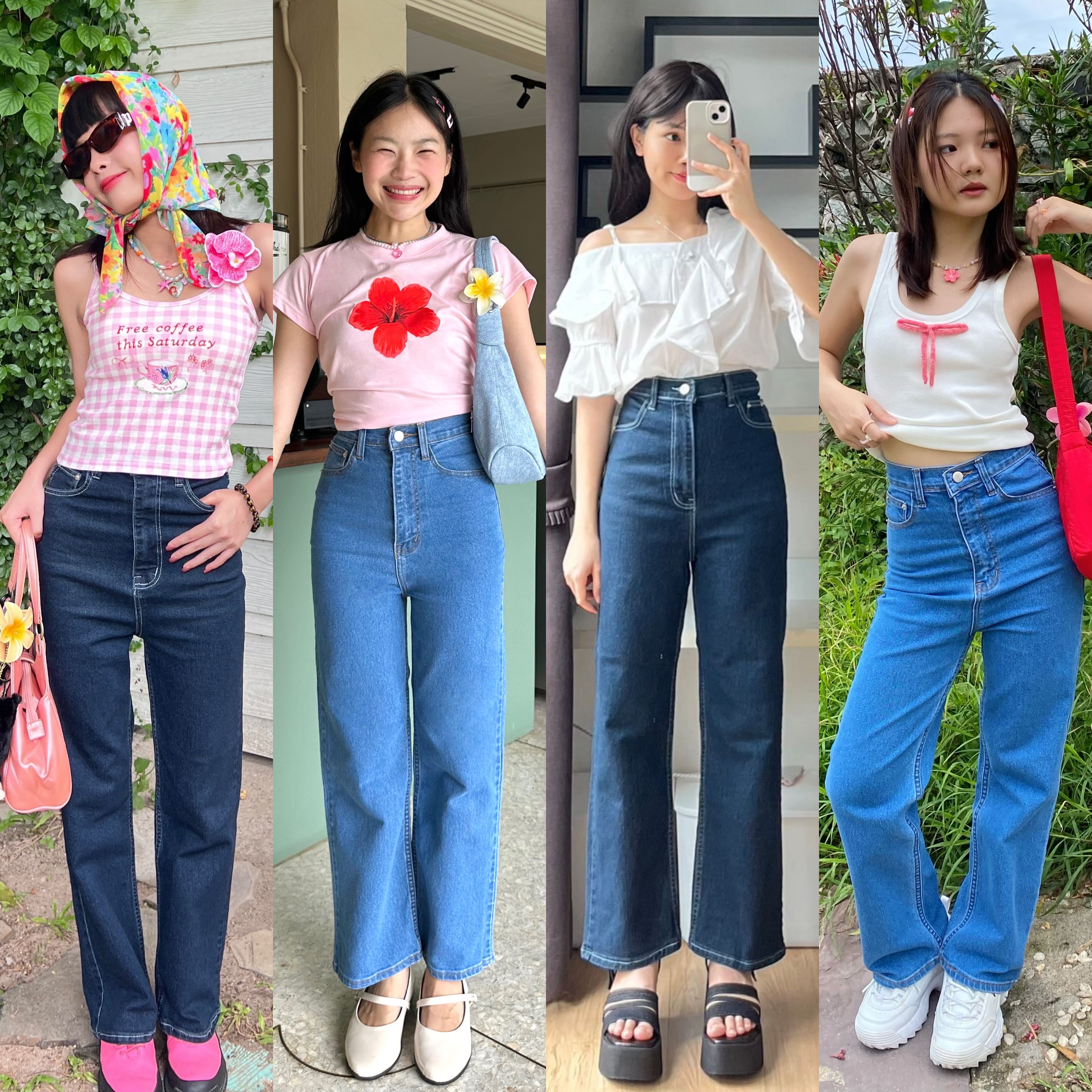 150cm bunny ยีนส์ขายาว กระบอกเล็ก ผ้ายีนส์ยืด นิ่ม ใส่สบาย [playwork.store] (020-ยีนส์ยืด)