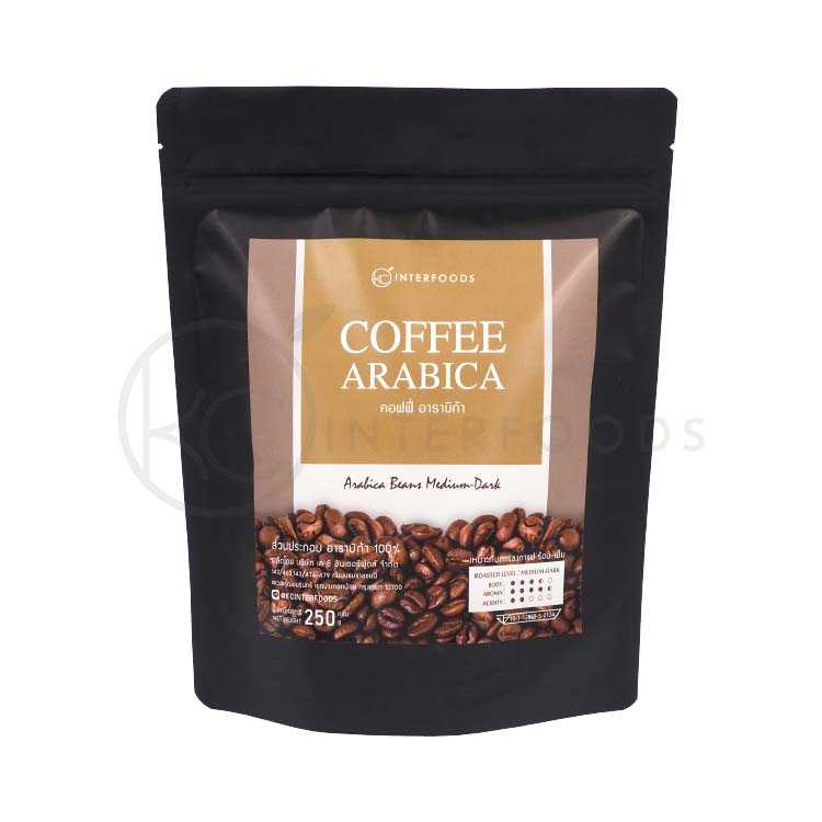 เมล็ดกาแฟอาราบิก้า ระดับคั่วกลาง-เข้ม 250 กรัม (Arabica Coffee Beans 100%)