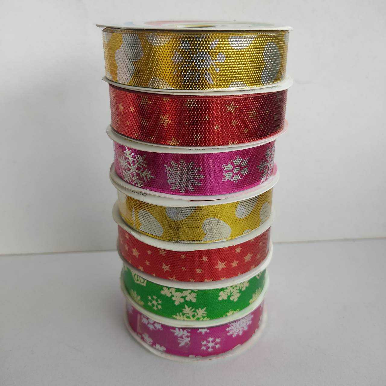 ริบบิ้นม้วนเนื้อทราย 18มม. ยาว 9 หลา ม้วนกระดาษขาว