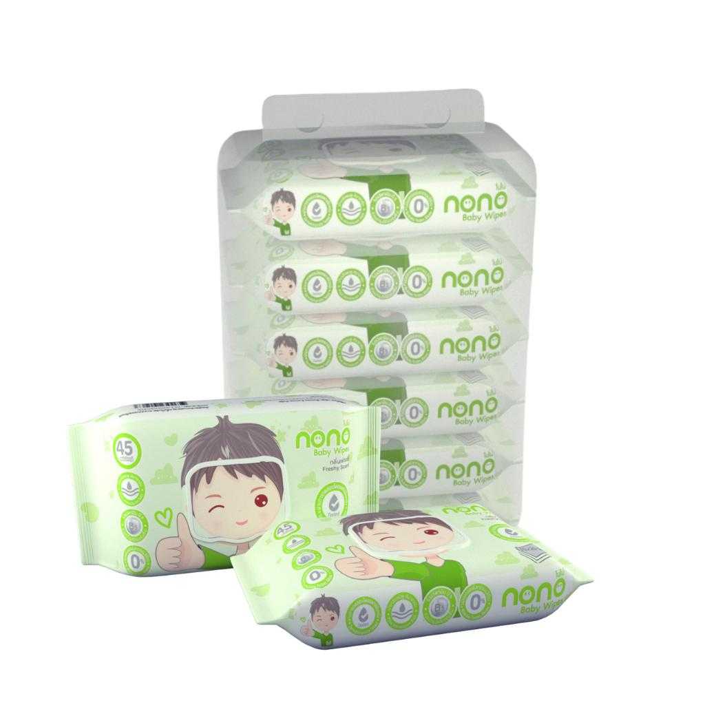 กระดาษทิชชู่เปียก Nono (เขียว) 45 แผ่น  แพ็ค