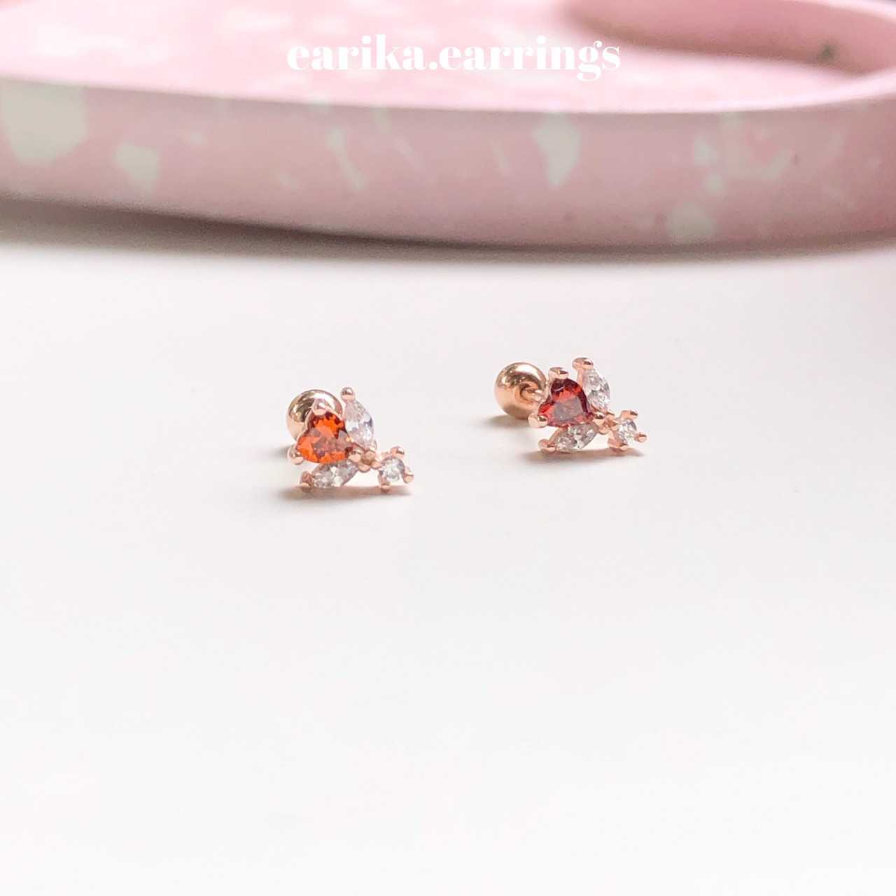 earika.earrings - rosy soul piercing จิวหูเงินแท้จี้หัวใจ (ราคาต่อชิ้น) เหมาะสำหรับคนแพ้ง่าย