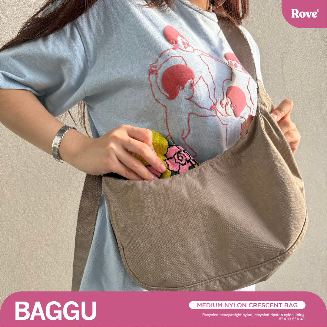 BAGGU Medium Nylon Crescent Bag - Dove