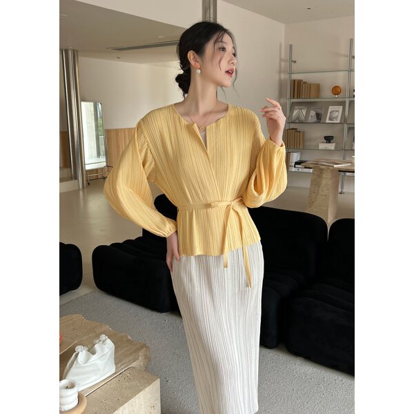 2MUAY รุ่น GJO1299 เสื้อคลุมพลีทคุณภาพผ้าMatted OPEN FRONT VOLUME SLEEVE PLEATED CARDIGAN 8สี FRE...
