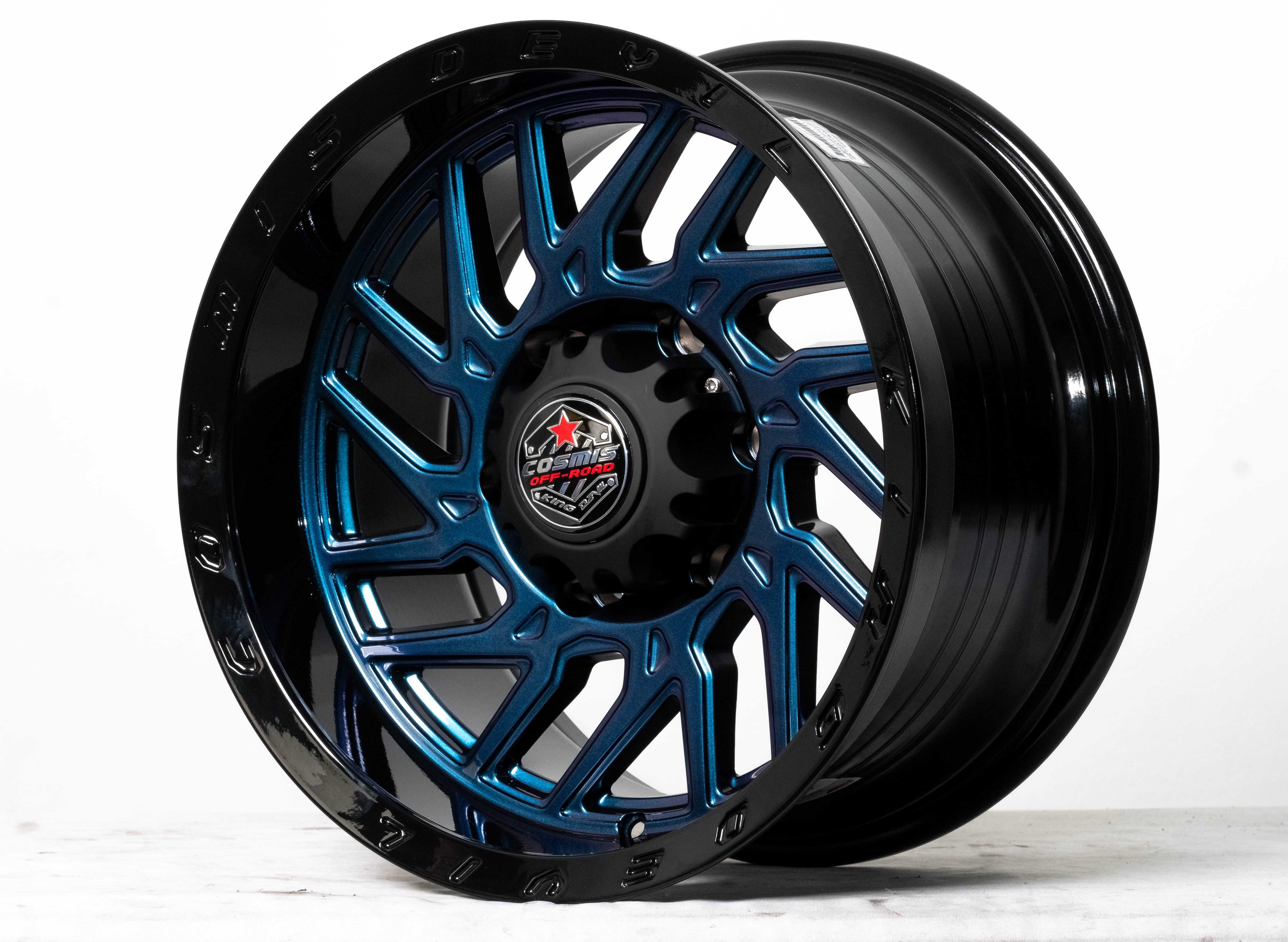 แม็กซ์ KING-DEVIL(YA048) 16X9.0 6X139.7 ET0 CB.106 (POWERBLUE+LP(BLACK)  (สีฟ้า+ขอบดำ)Custom