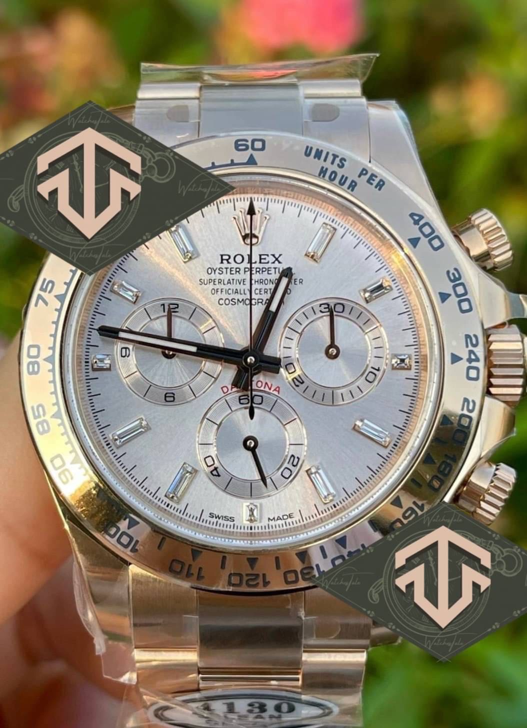 Rolex Daytona Baguette Diamond Full Rosegold Ref.116505 Clean
