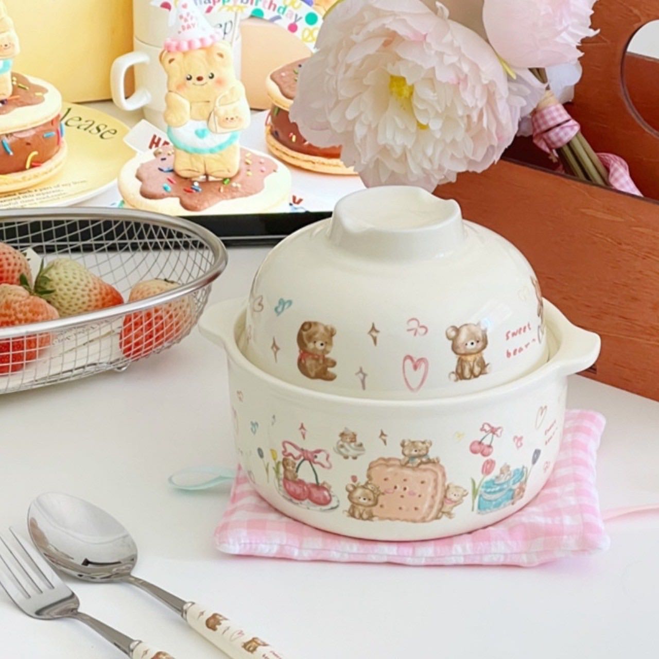  ชามมาม่า 𝑺𝒘𝒆𝒆𝒕 𝑩𝒆𝒂𝒓 🧸🍒✨  Twinnies Decor
