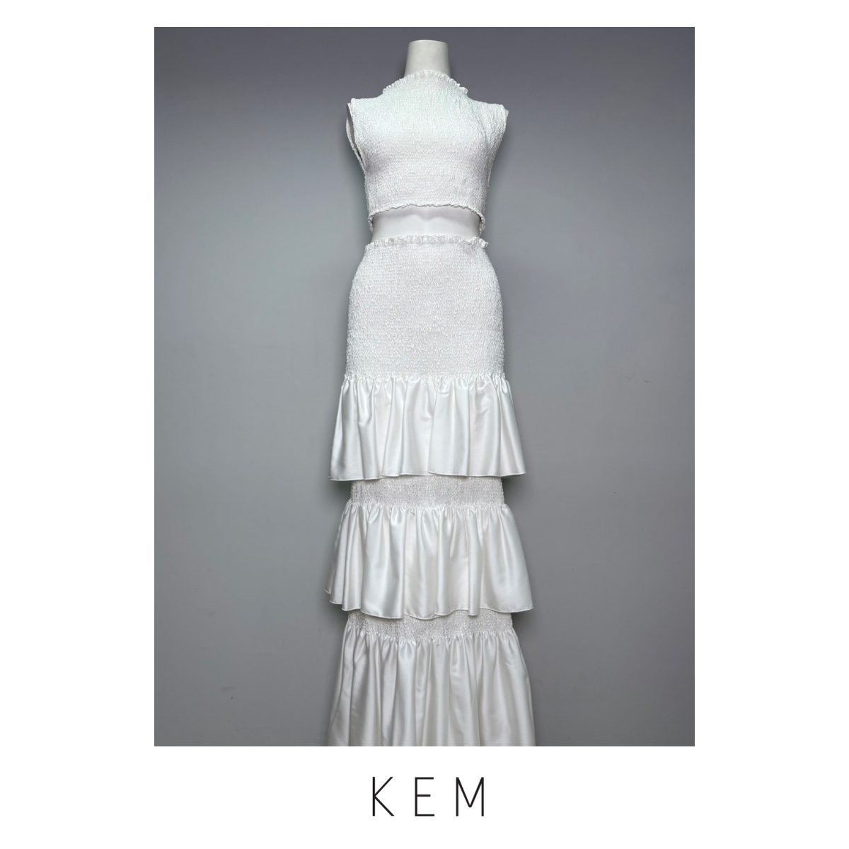 Tara Set (Smock top & Skirt) - White