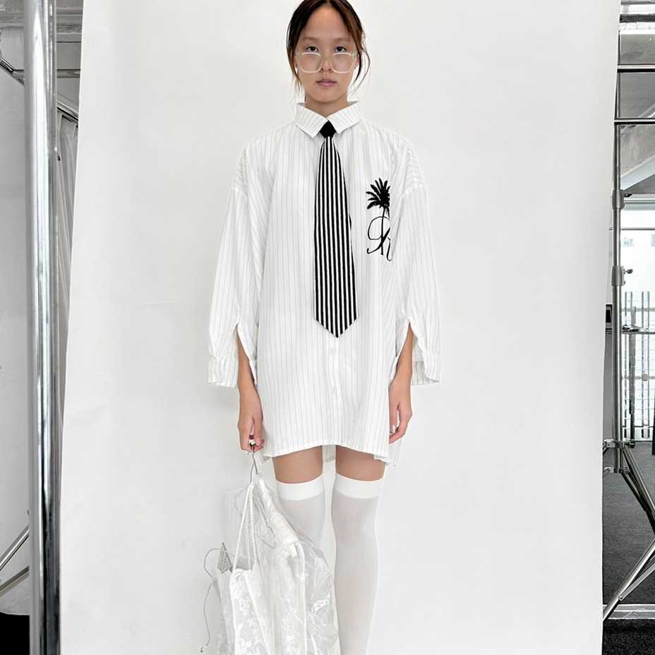 Rotsaniyom Stripe Oversized Shirt Dress