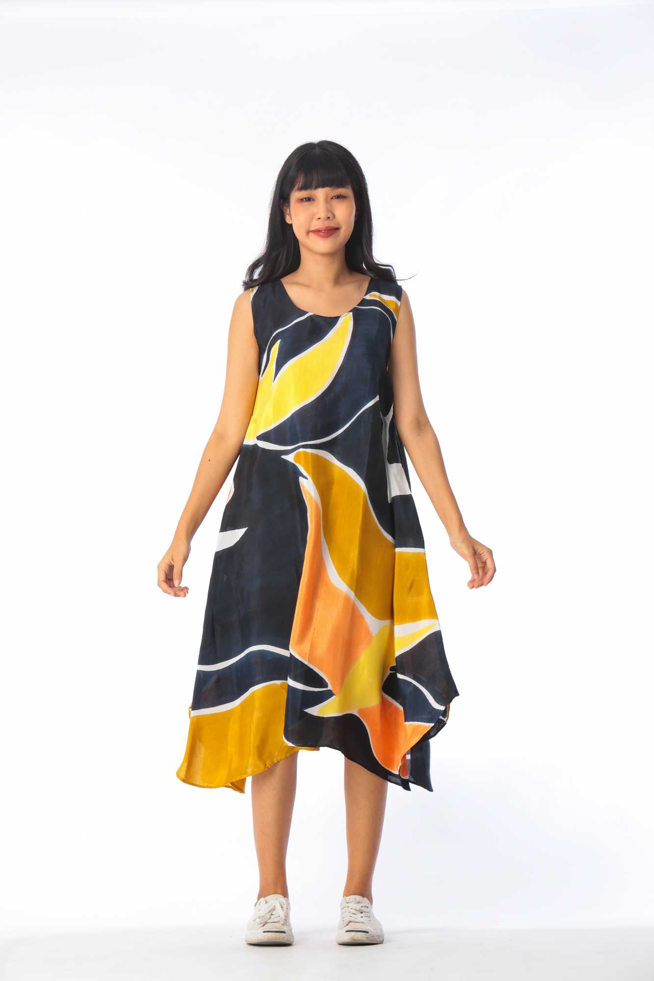 (Pre-order) Sac Sleeveless Dress Cotton Silk Hand paint
