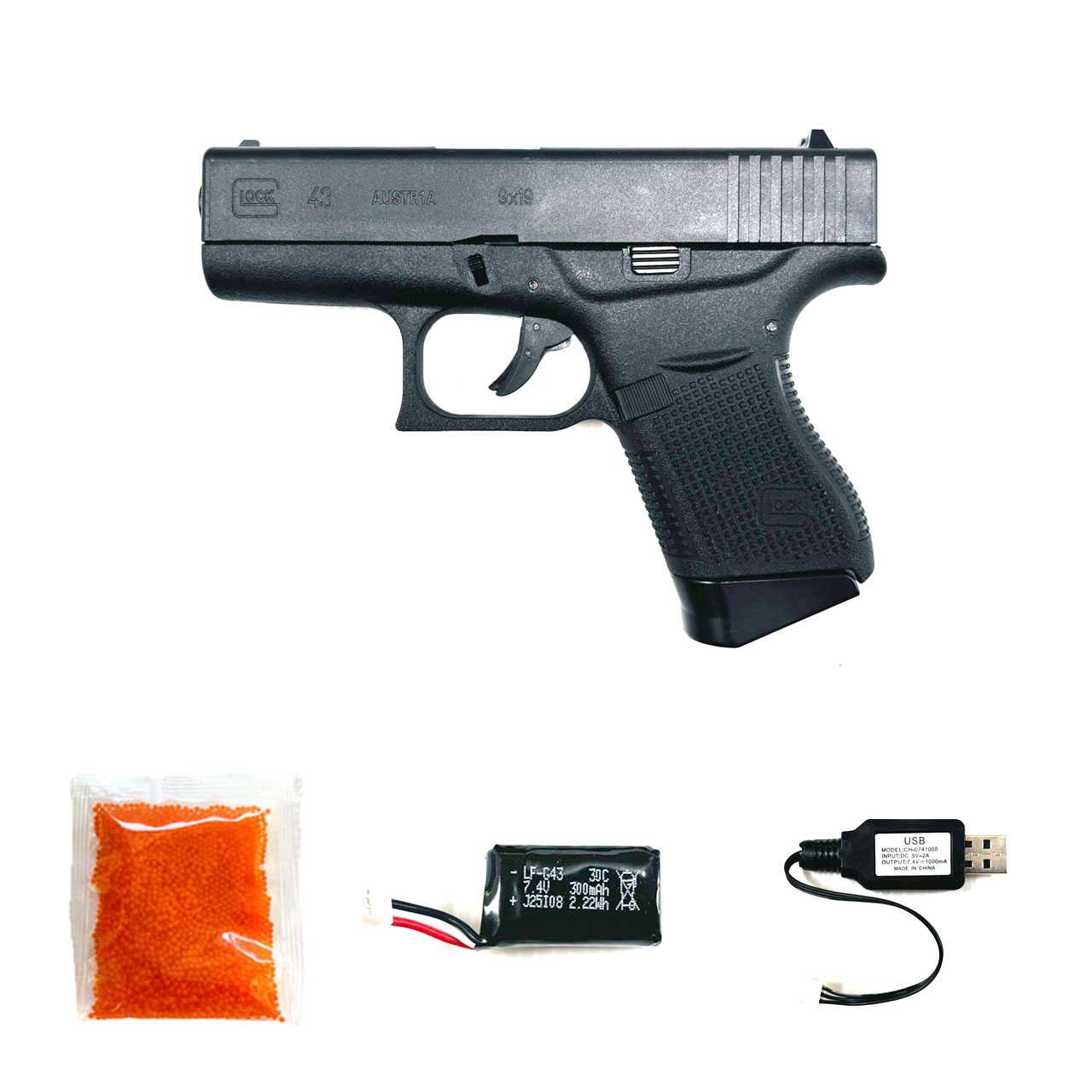 ปืนเจล ปืนเจลไฟฟ้า รุ่น Glock43 (Semi&Blowback)