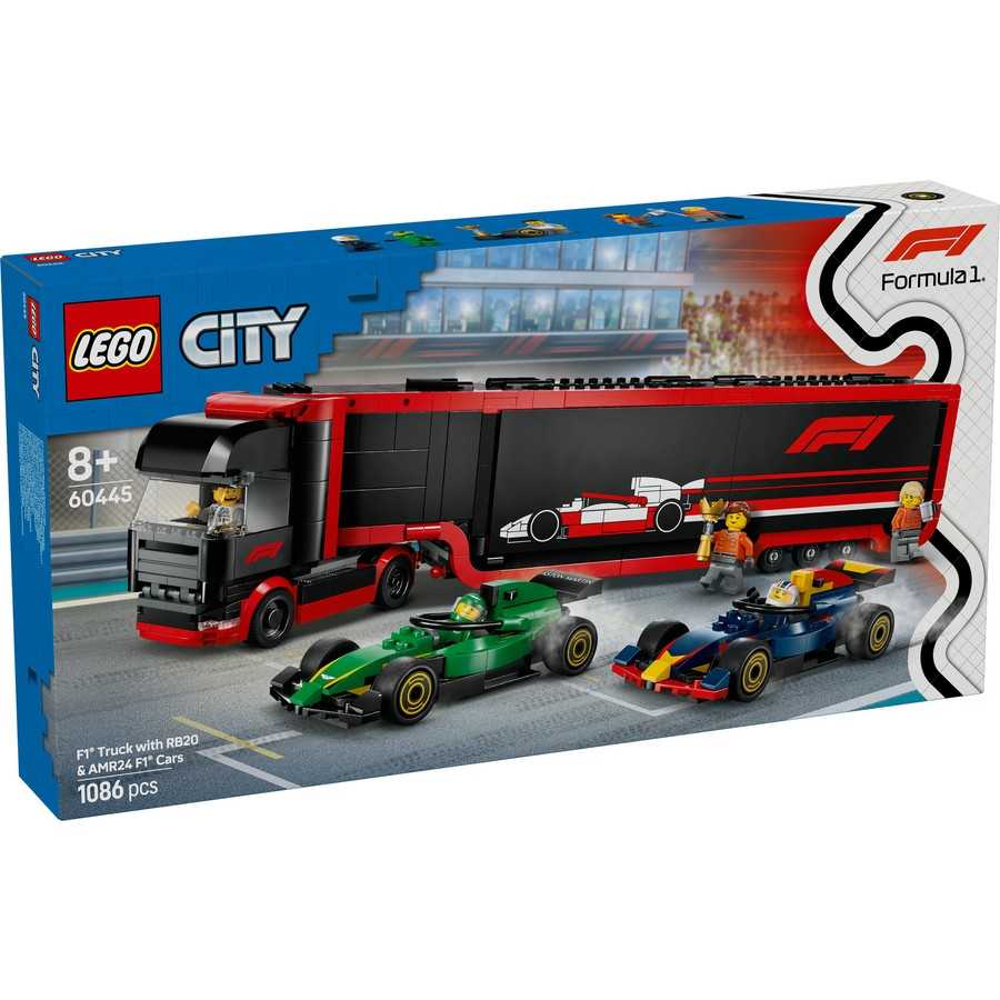 LEGO City 60445 F1 Truck with RB20 & AMR24 F1 Cars