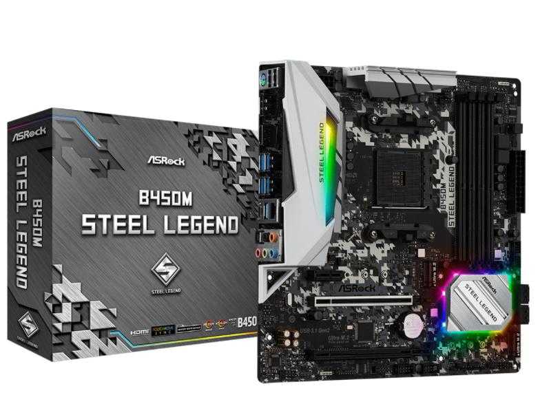 เมนบอร์ด (เมนบอร์ด) AM4 ASROCK B450M STEEL LEGEND