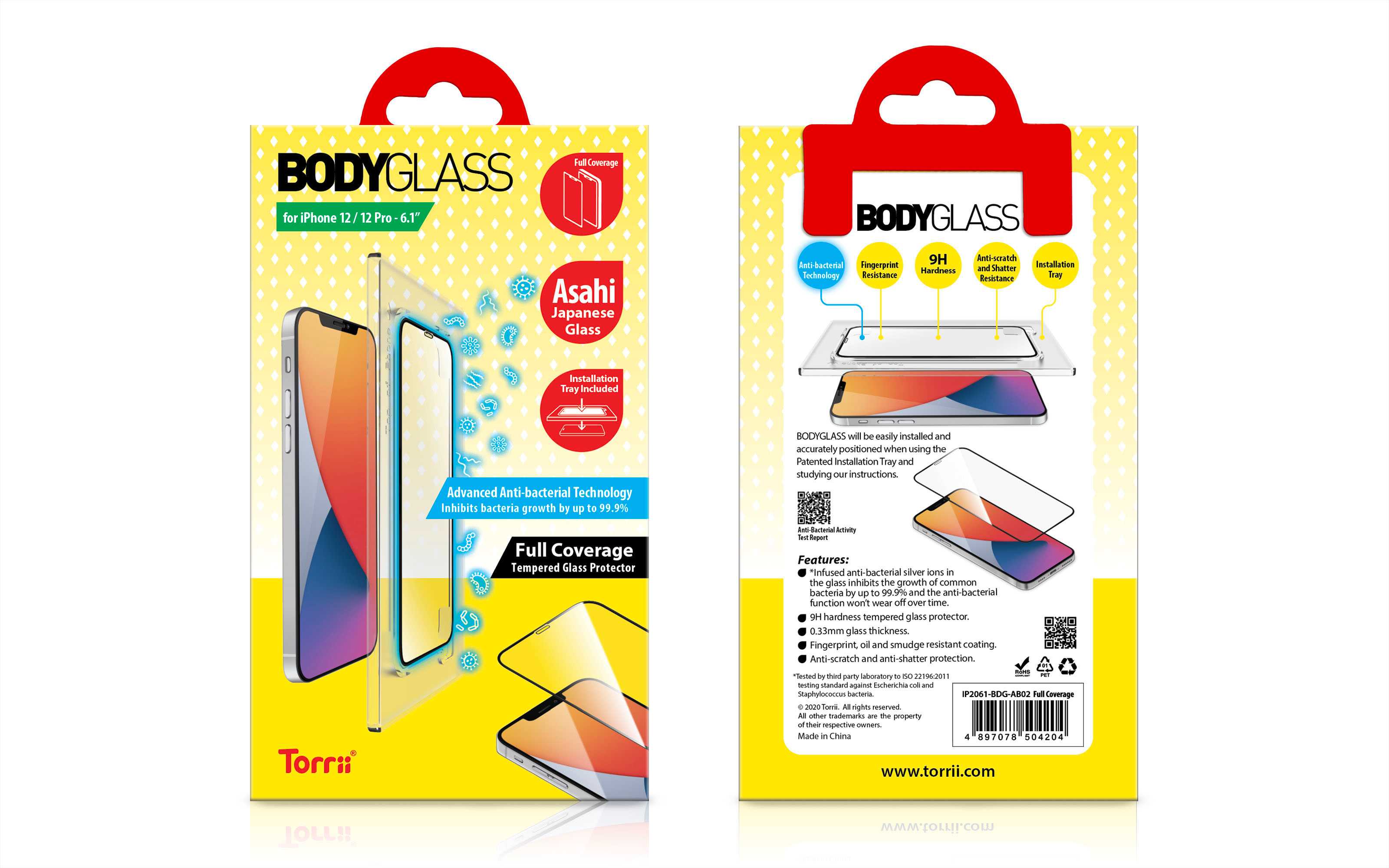 Torrii BODYGLASS for iPhone 12/12 Pro - FC/AntiBacteria