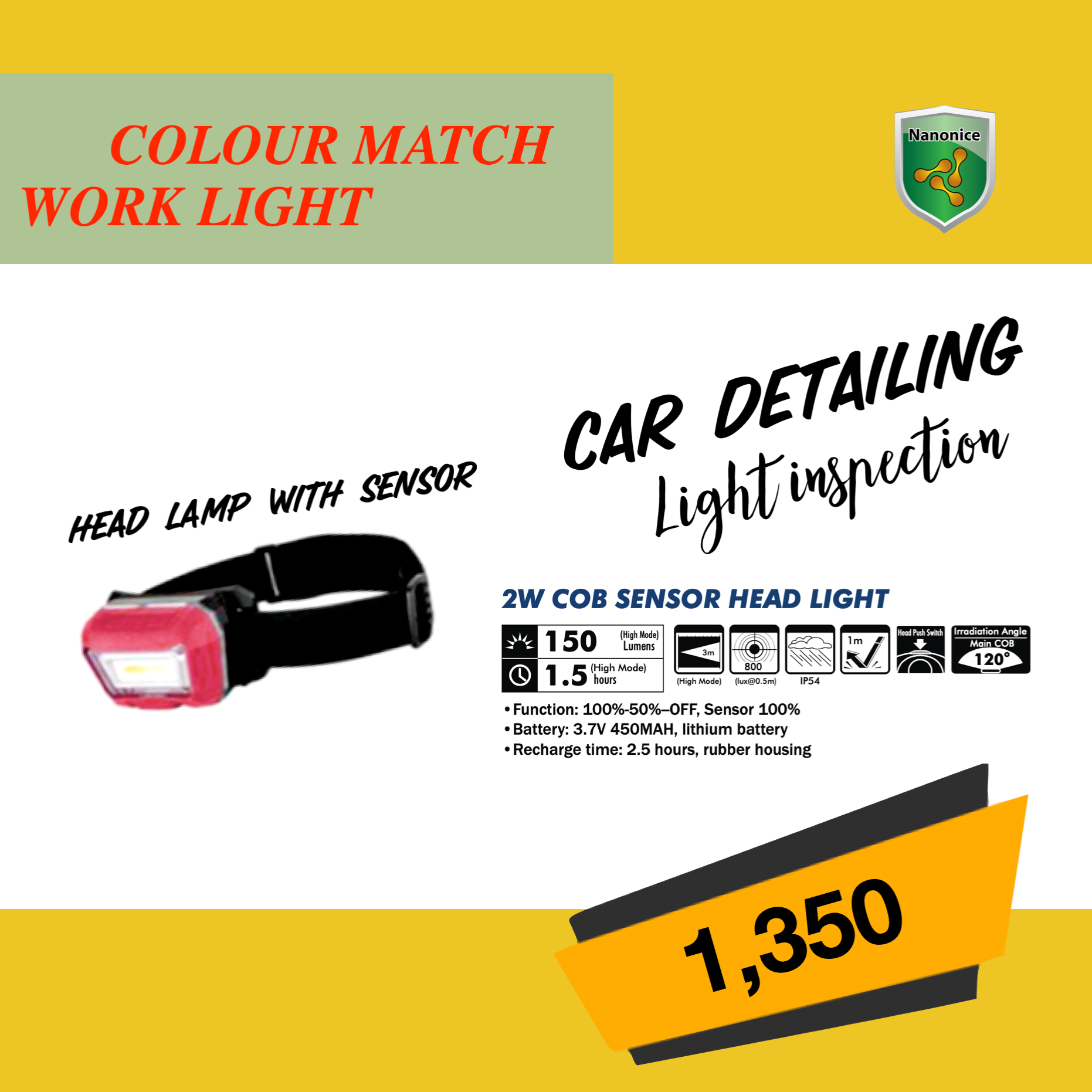 ไฟส่องรอย ไฟเทียบสี คาดหัว COLORMATCH DETAILING LIGHT (ราคาต่อชิ้น)