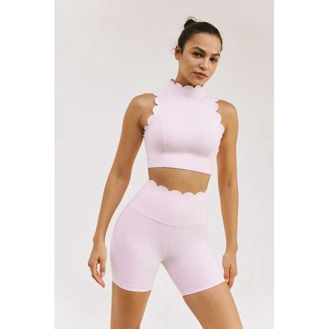 WISKII High Neck Scallop V-Back Bra - Ballet Blush