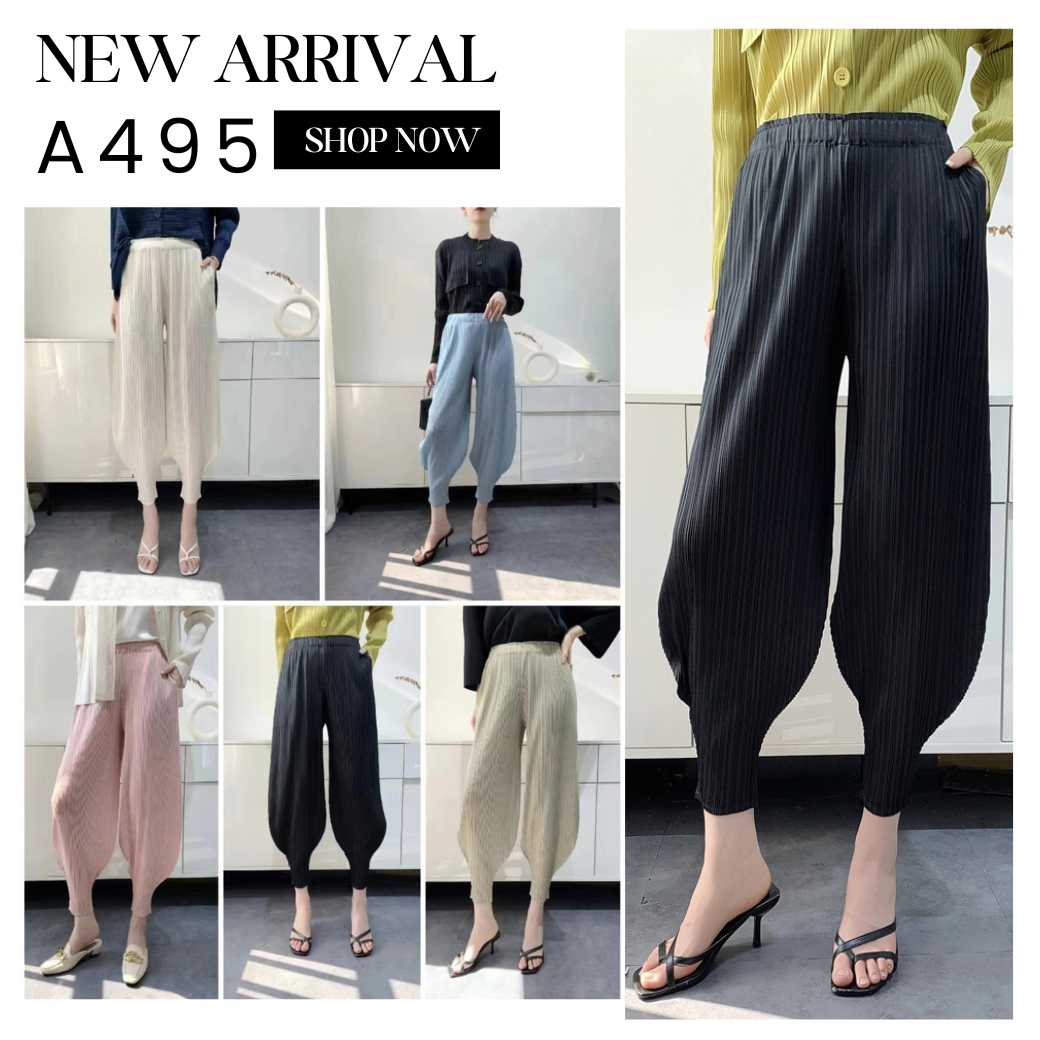 Peatbynisa A495 กางเกงอัดพลีท เนื้อผ้าPolyester100%