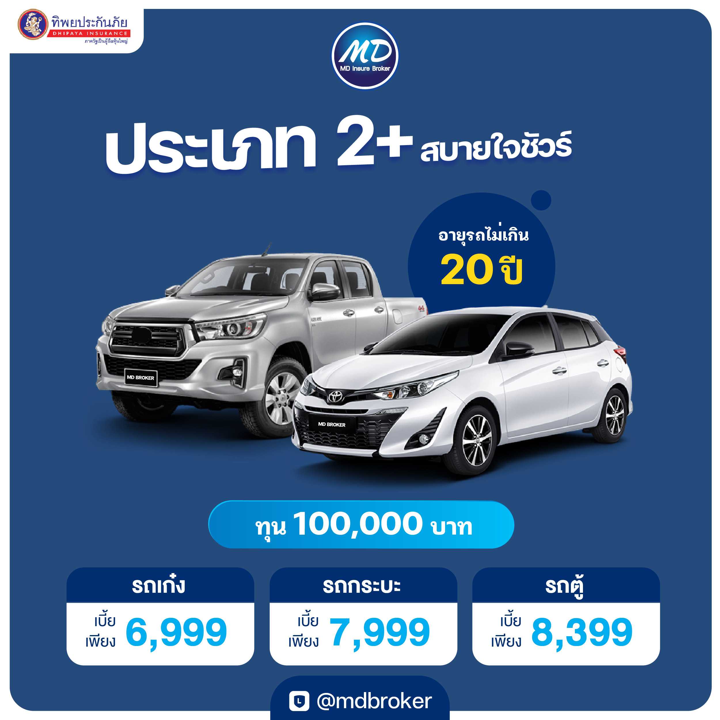 ประกันรถยนต์ 2+ สบายใจชัวร์ (ทิพย)