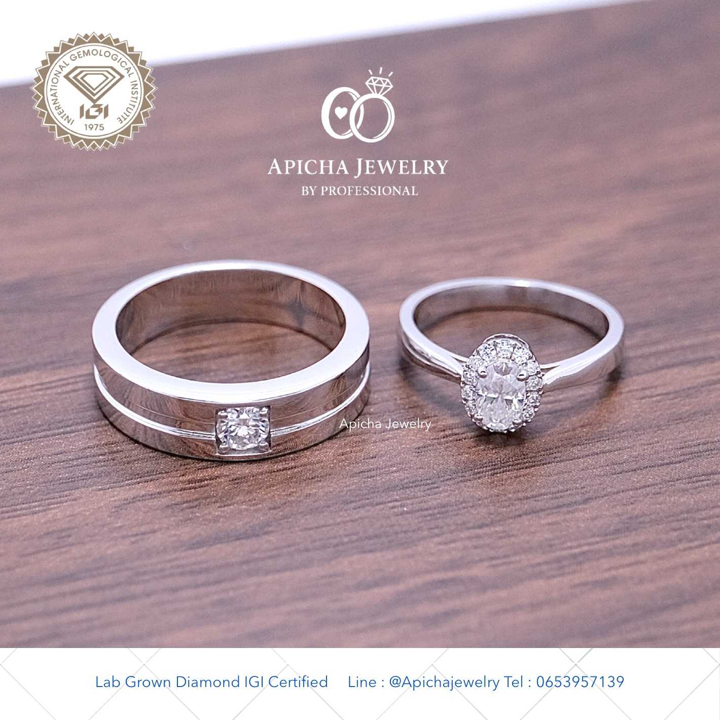 แหวนคู่เพชรแท้แลป CVD Diamond