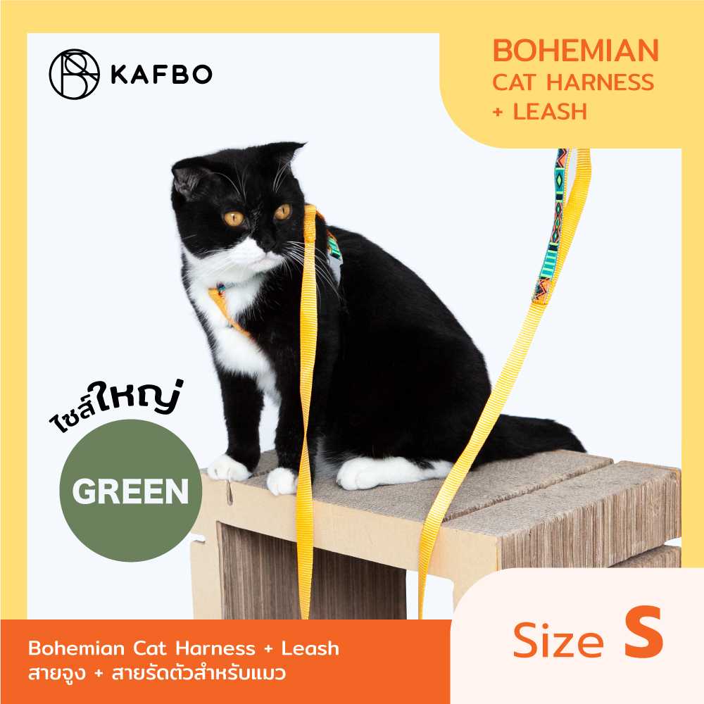 Cat Harness + Leash (S) - Bohemian Green