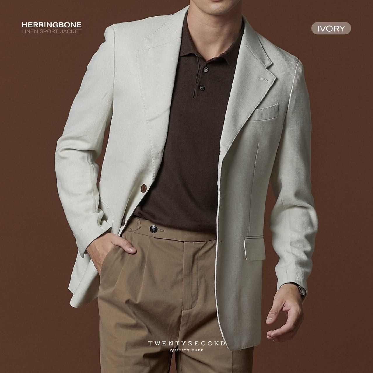 HERRINGBONE SPORT JACKET - IVORY
