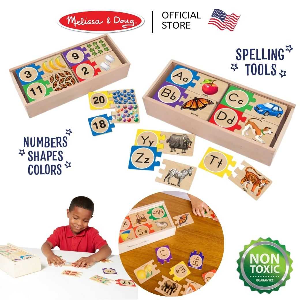 (ของแท้ USA) ของเล่น ABC 123 ตัวอักษร Self-Correcting Alphabet Number จิ๊กซอว์ไม้จับคู่ 2541/2542