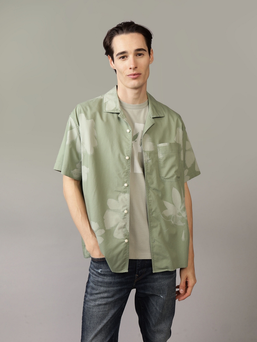 เสื้อเชิ้ต ผู้ชาย WENDY FLORAL SS OVERSIZED CAMP COLLAR COTTON RAYON ( 015-6197-322 )