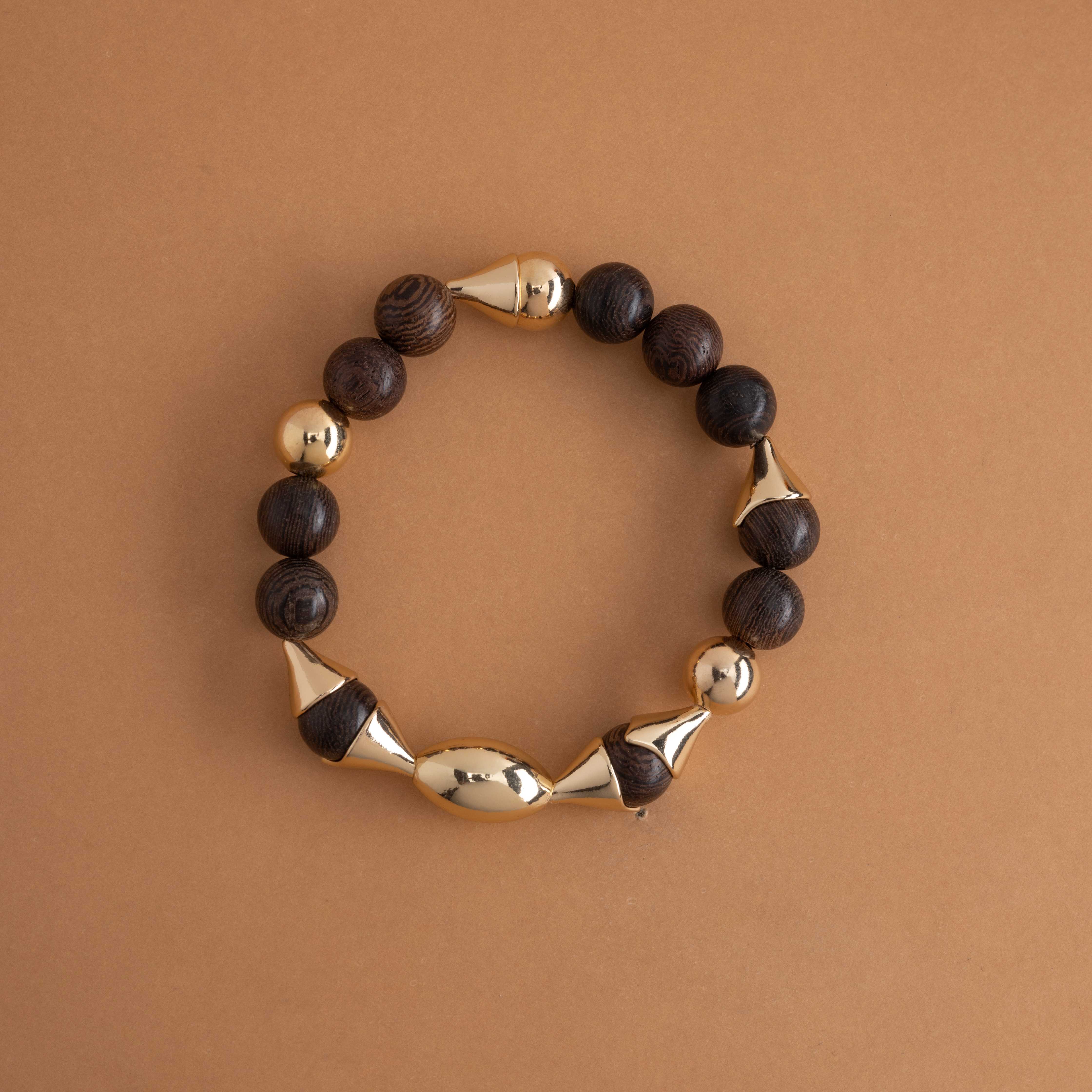 BLACK GOLD BEAD STRETCHY BRACELET