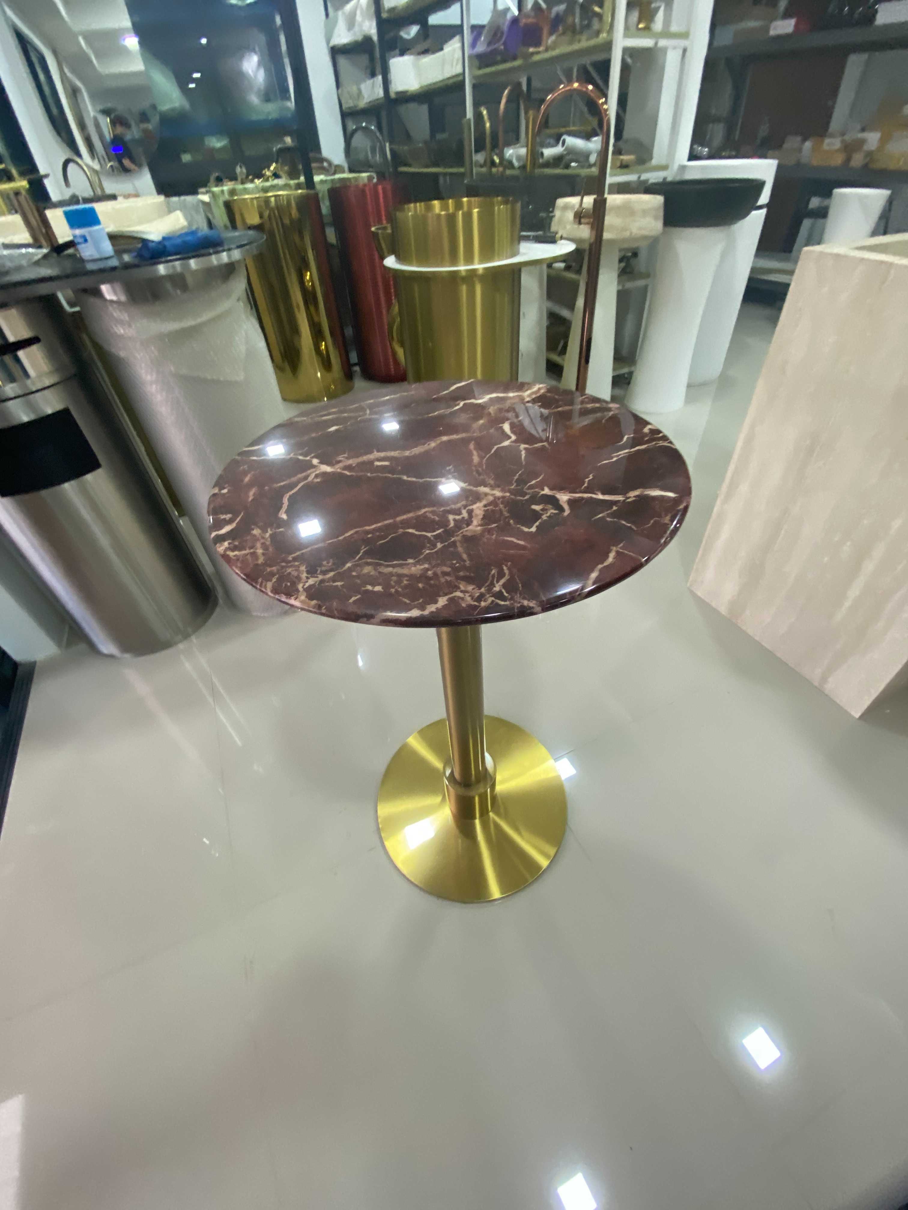 โต๊ะข้างท็อปหินชนวนฐานสแตนเลส 45xH74cm
