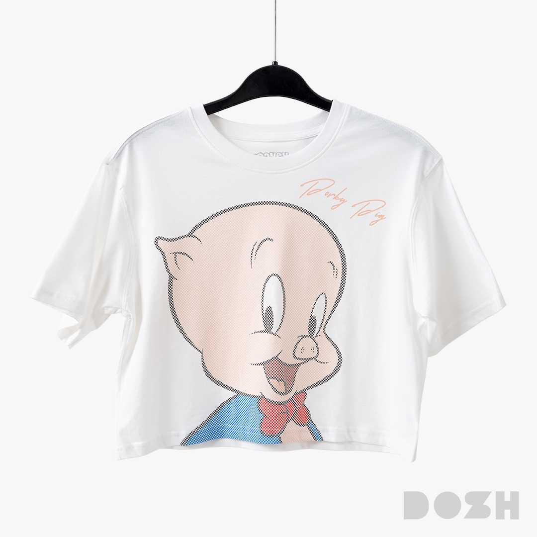 DOSH WOMEN'S CROPPED TOPS LOONEY TUNES เสื้อยืดทรงครอปสั้น ผู้หญิง DLTWT1000-OW