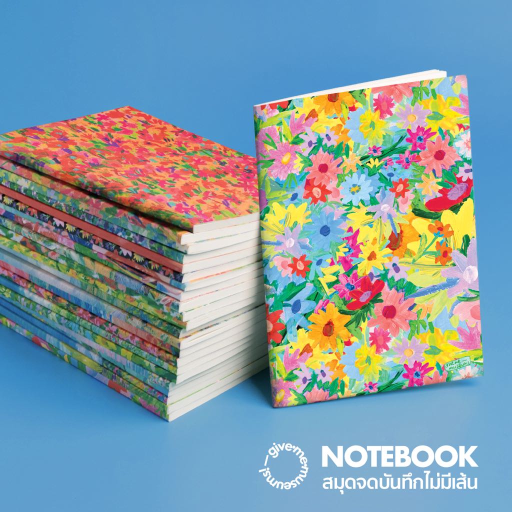 สมุดโน๊ตลายดอกไม้ ขนาด A5 notebook พกพาสะดวก หน้าปกสีสันสดใส ไม่มีเส้น ใช้ง่าย