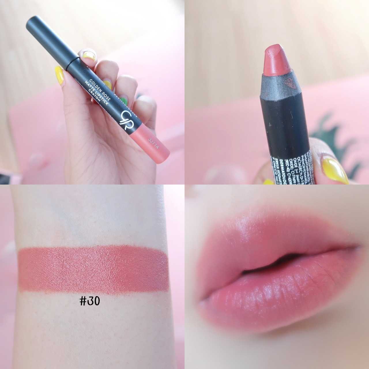 GR Golden Rose Matte Lipstick Crayon No.30 โกลเด้น โรส แมท ลิปสติก เครยอน 3.5 กรัม เบอร์ 30