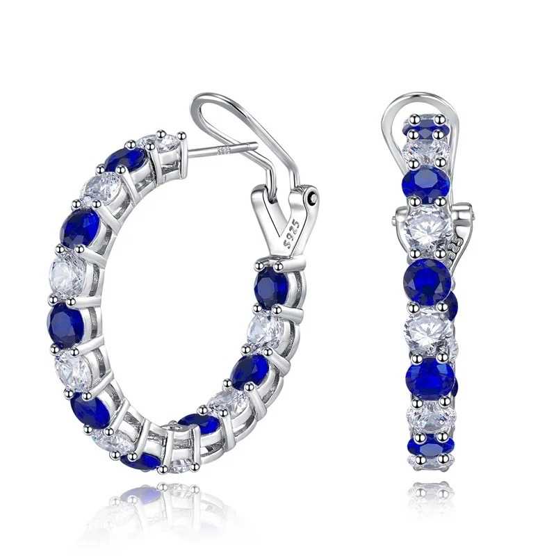 18mm center blue sapphire and emerald gemstone earrings