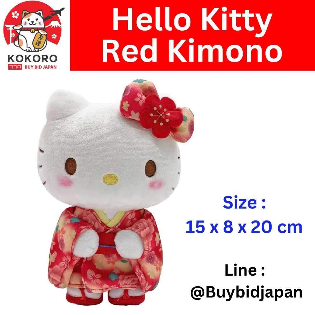 [PRE-ORDER] ตุ๊กตา คิตตี้ กิโมโน ซากุระ สีแดง Nakajima Corporation Hello Kitty RED Kimono Sakura